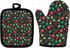 Oven Mitts and Pot Holder Set of 2, Durable Cotton Lining Heat Insulation Gloves for Kitchen