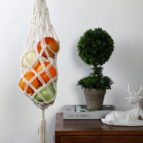 Geiserailie 2 Pieces Hanging Fruit Basket, Macrame Hanging Basket for Potato Onion and Fruit Storage, Boho Decor for