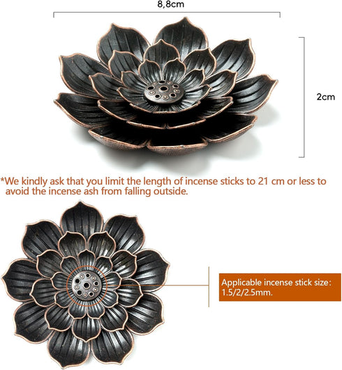 2 Pack Brass Lotus Incense Burner, Incense Holder for Sticks