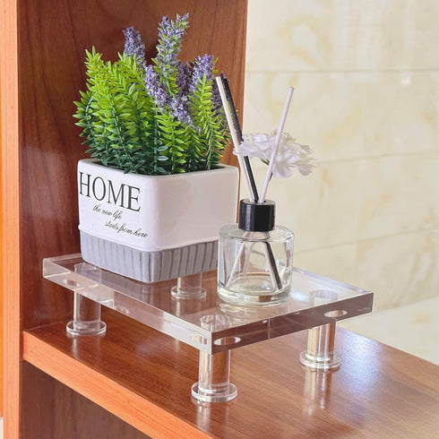 Bigfety Clear Acrylic Pedestal Tray Stand Riser for Bathroom Kitchen Countertop Home Decor