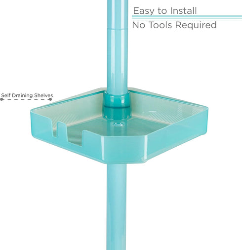 4 48-101 Bath Bliss Tier Tensions Corner Shower Caddy | Shelves | Adjustable | Bathroom Organizer | Bathtub and Shower