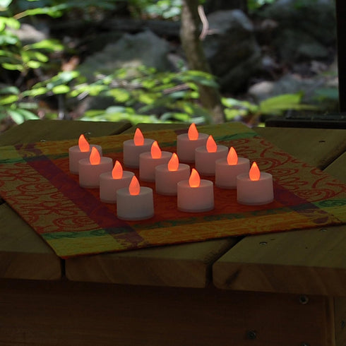 LumaBase Battery Operated Tea Light Candles, Pink, Set of 12