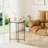 4 Garden you Small Side Table, Glass End Table, Outdoor Side Table with Metal Frame, Mini Bedside Table for Living