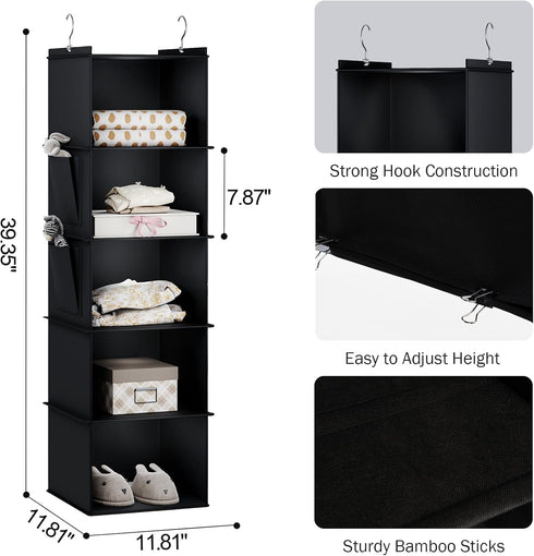 Closet 5-Shelf Closet YOUDENOVA Hanging Organizer, Hanging Storage Shelves, Black