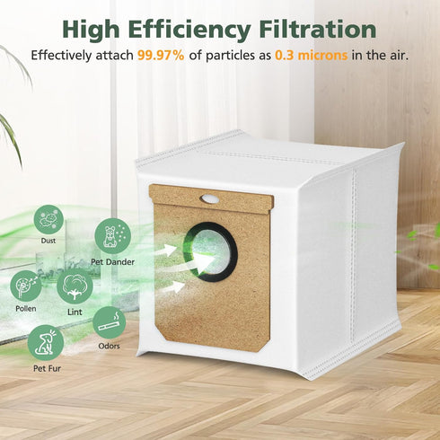 10 Pack Replacement Dust Bags for eufy L60/L50 Hybrid Robot Vacuum with Self Empty Station