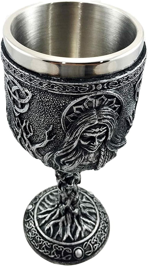 Ebros Celestial Celtic Triple Goddess Maiden Mother Crone Wine Goblet Chalice Figurine - Wiccan Decor