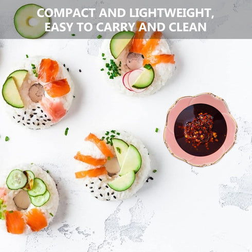 Luxshiny 2pcs Appetizer Dish Bowl Set, Ceramic Gold Rim Bowls, Flower Dipping Plates for Home Kitchen
