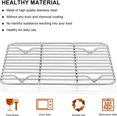 E-far Small Baking Rack Set of 2, Stainless Steel Roasting Cooking Racks, 8.6"x6.2", Dishwasher Safe
