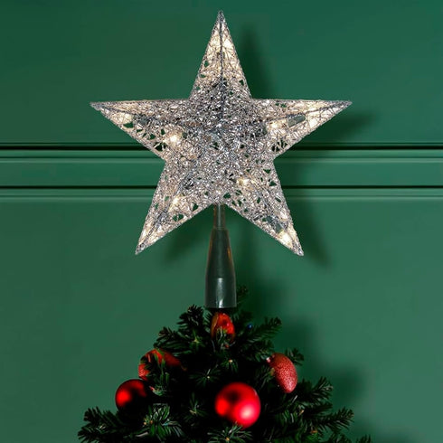 Kurt Adler 10-Light Silver Wire Treetop, 9-Inch UL0131S