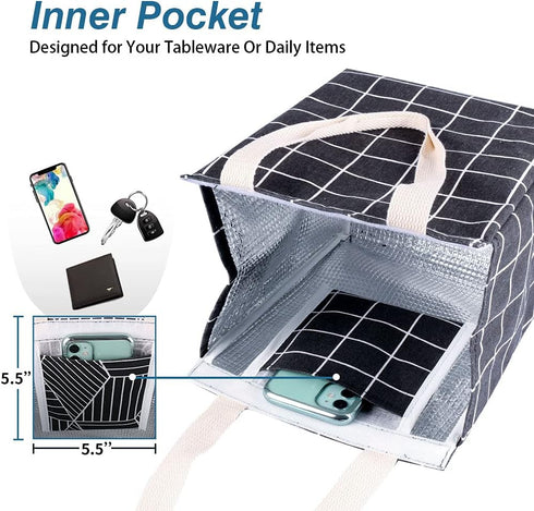 iknoe Insulated Lunch Bag for Women, 9L Sturdy Wide-Open Foldable & Portable Lunch Tote, Water-resistant Thermal Lunch