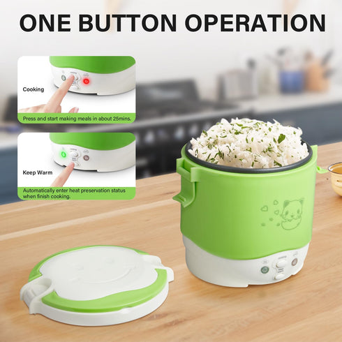 1L 12V OSBA Mini Rice Cooker, Travel Rice Cooker Small For Car, Cooking For Soup Porridge and Rice, Cooking Heating