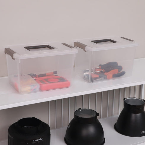 Citylife 4 Packs Clear Plastic Storage Bins with Latching Lids, Stackable Containers for Organizing Toys, Crafts, Tools
