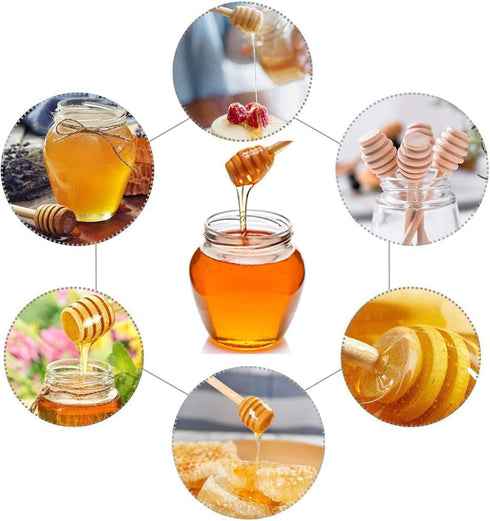 4 Pcs Wooden Honey Mixing Stirrer Sticks, 6.3 Inches Honey Dipper for Collecting and Dispensing Jam