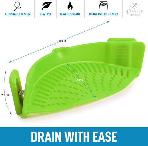 Adjustable Silicone Strainer for Pots, Pans & Bowls, Heat-Resistant by Zulay Kitchen
