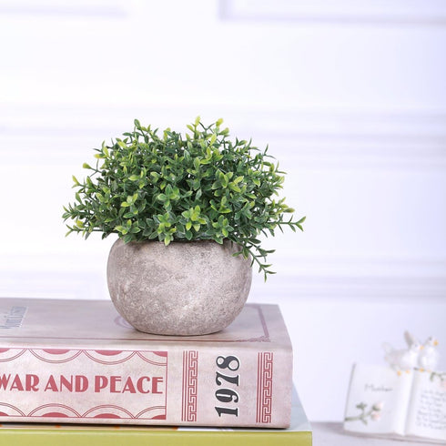 HC STAR Artificial Mini Fake Plant - Potted Decorative Lifelike Green Plants for Indoor and Outdoor Room Decor