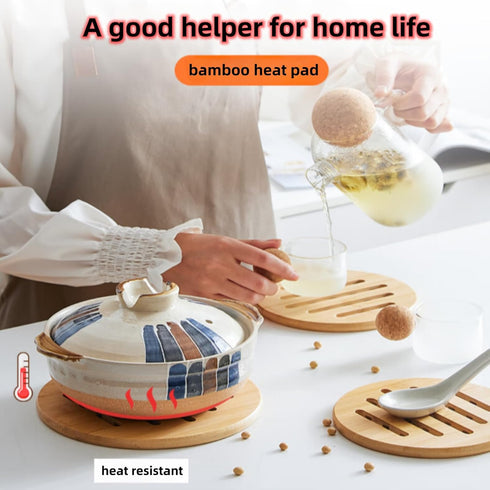 Hot Pads Trivet, Solid Bamboo Wood Trivets for Hot Dishes, 4pcs Multi Size