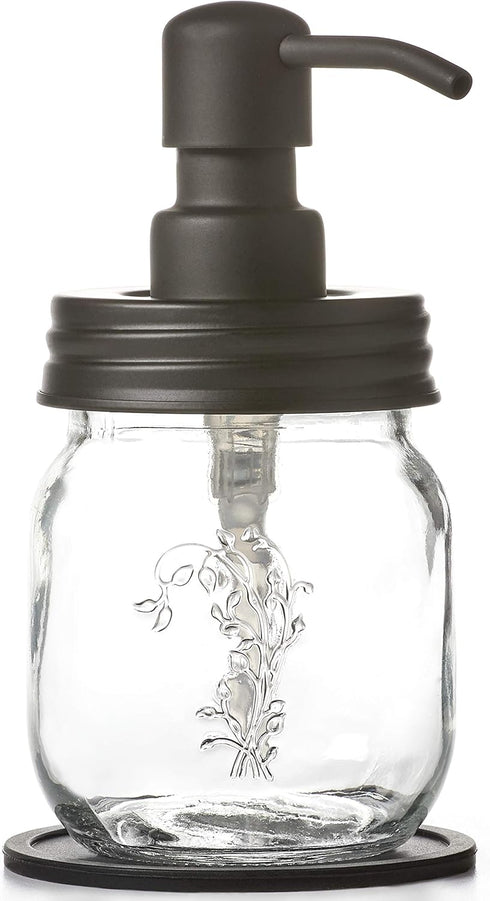 12oz Mason Jar Black Soap and/or Lotion Dispenser for Hand Sanitizer; Petite,