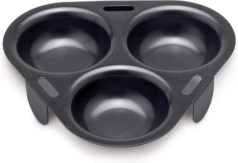 HIC Kitchen Non-Stick 3-Egg Poacher Insert, PFOA and BPA Free, Fits 8-Inch and Larger Pans