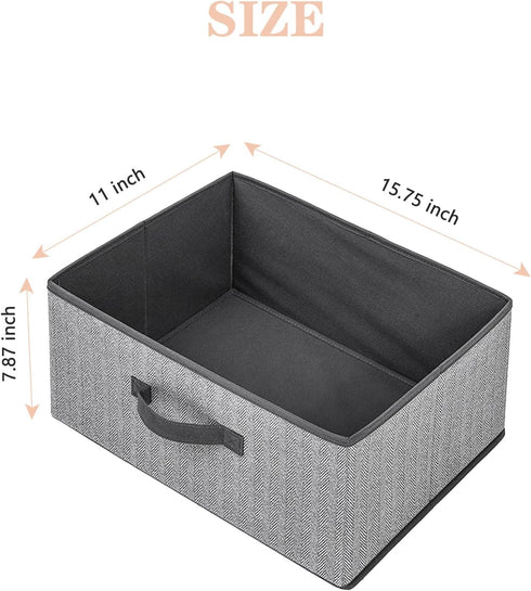 Storage Baskets, 15.7-Inch Woven Fabric Bins, Foldable Organizer Bins for Closet Shelves, 2PCS/Grey