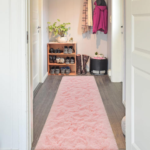 Terrug Fluffy Runner Rug for Entryway Bedroom - 2x8 Ft Washable Non-Slip Shag Area Rug for Kitchen Laundry Living Room,