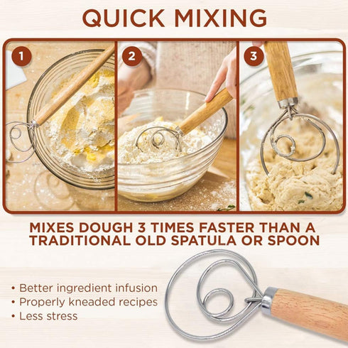 2 Pcs Danish Dough Whisk, Large Stainless Steel