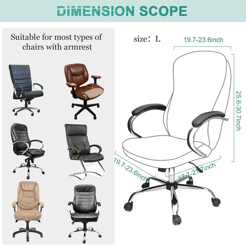 Tatuo 3 Pcs Computer Office Chair Cover, Universal Rotating Chair Slipcovers, Removable Washable Armrest Covers (Green)