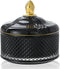 7 oz Glass Jewelry Jar - Diamond Facet Glass Candy Dish with Lid - Decorative Box for Storage Organizer Gift