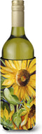 Caroline's Treasures JMK1172LITERK Sunflowers Wine Bottle Hugger Sleeve, Machine Washable Insulated Beverage Holder
