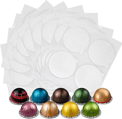 Aluminum Foils Lids Seals for Reuse Nespresso Capsules, Compatible with Nespresso Vertuoline, 100Pcs Cover Seals