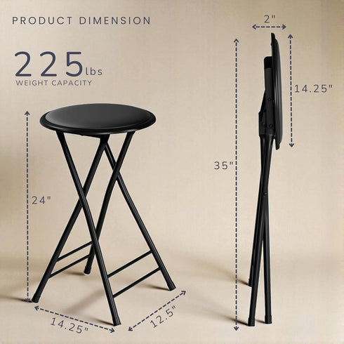 225lb Counter (24-Inch, Lavish Home Backless Folding Stool with Capacity for Kitchen or Rec Room - Portable Indoor Bar