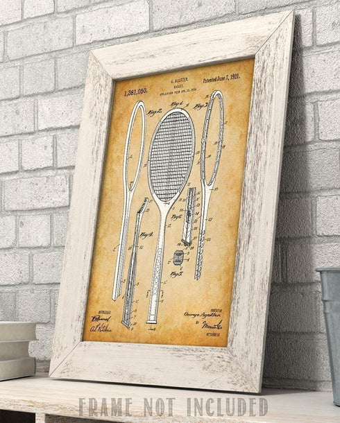Tennis Racket Patent Print - 11x14 Unframed, Great Sports Bar Decor and Gift for Tennis Enthusiasts