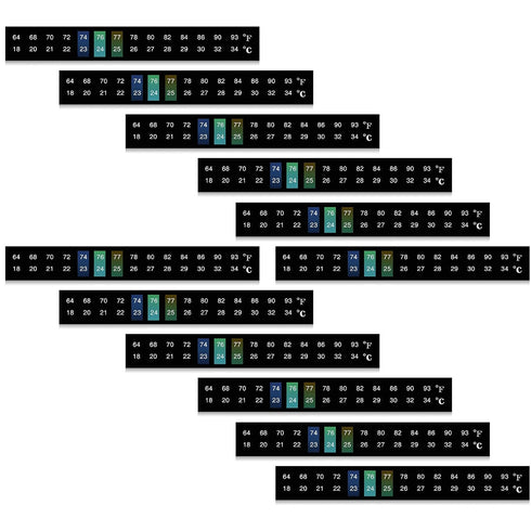 Zonon 12 Pcs Stick on Thermometer Strips, Horizontal Thermometer Stickers for Fermenting, Brewing, Wine, Beer