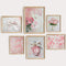 Lwoztra Pink Nursery Wall Art Floral Bow Canvas Prints Girls Room Wall Decor