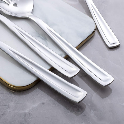 GoGeiLi 5-Piece Hostess Serving Utensil Set, Stainless Steel Flatware Includes Pie Server, Serving Spoon, Slotted