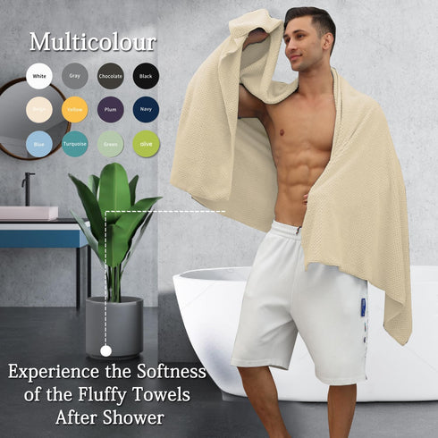 Set 35x70 Inches 600 Set (4-Pack) Extra Large Bath Towels - Beige Luxury GSM Oversized Bath Sheet Towel,Ultra Soft