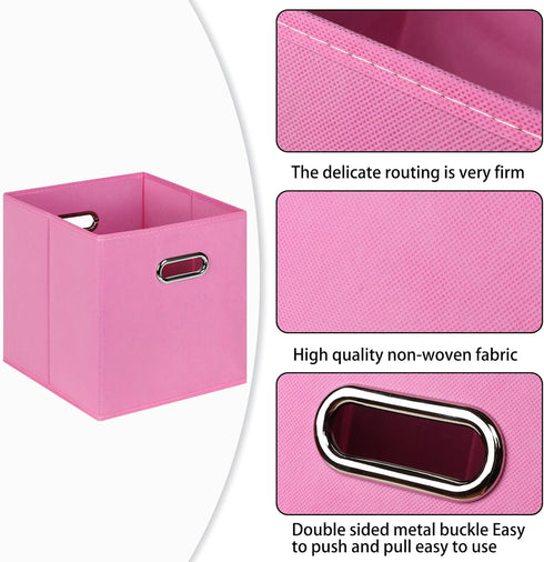 Fabric Cloth Storage Bins - Fabric Cube Bins Organizer with Dual Handles, Foldable Cube Storage Baskets Set of 6