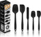 OVENTE Set of 5 Silicone Spatulas, Heat Resistant Food Grade Rubber with Stainless Steel Core, Black