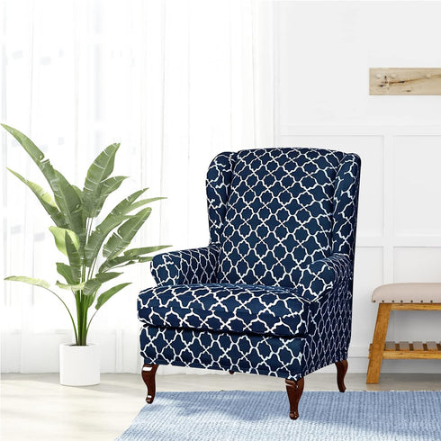 2 Eco-Ancheng Wingback Chair Slipcover Piece Wingback Chair Cover Spandex Wing Chair Slipcovers Wingback Armchair