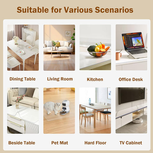 16 60 Inch 1.5mm Royhom Clear Table Protector x - Thick Plastic Table Cover, Clear Table Cover Protector Rectangle