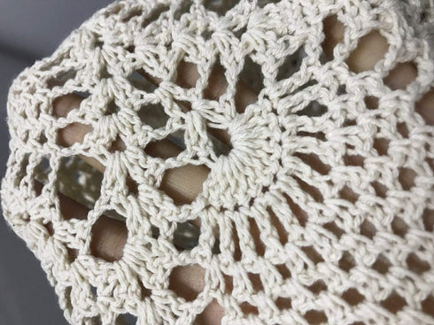 Damanni Cotton Handmade Crochet Lace Doilies Tablecloth, Round, Beige - 20 Inch, 2PC