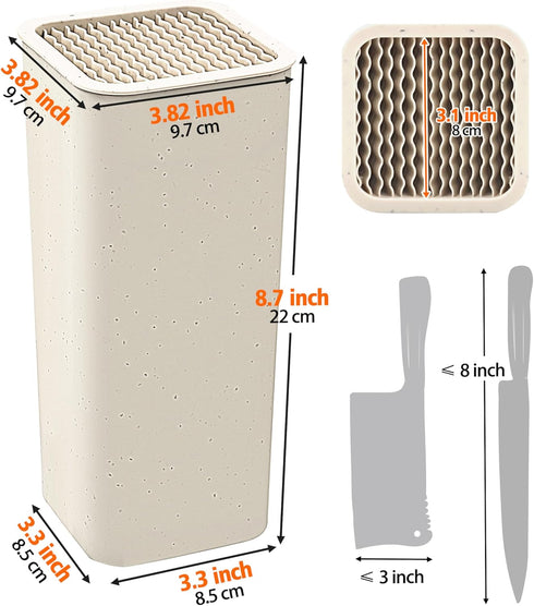 Knife Block Holder without Knives, Universal Kitchen Storage Stand with Wavy Slots to Protect Blades, Small Space-Saving Knife Organizer for Countertop, Detachable for Easy Cleaning by NEWE