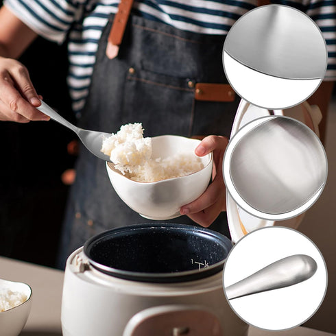 2 Pack Stainless Steel Rice Spoons, 8 Inch Thickened Rice Spoon, Heat Resistant Serving Spoon, Cooking Spoon Set