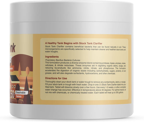 50, Count) Stock Tank Clarifier - Improves Livestock Water by reducing buildup and Creating Healthier Water troughs.