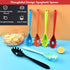 Spaghetti Spoon Pasta Fork, 11.2 Inch Silicone Strainer with Stainless Steel Handle, BPA Free (Red)