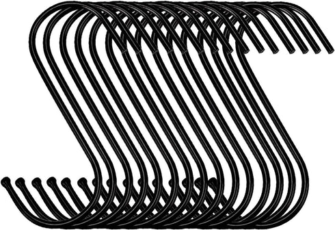 30 Pack Heavy Duty Black S Hooks Steel Hanging Hooks for Kitchen Pot Rack, Closet, Hanging Pan, Cups, Jeans, Plant
