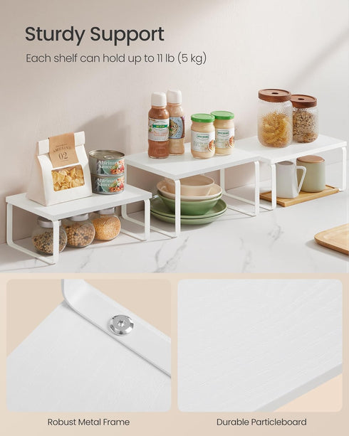 Set 3 Counter UKCS220W01 SONGMICS Cabinet Organizer Shelf, of Kitchen Shelves, Kitchen Storage, Spice Rack, Stackable