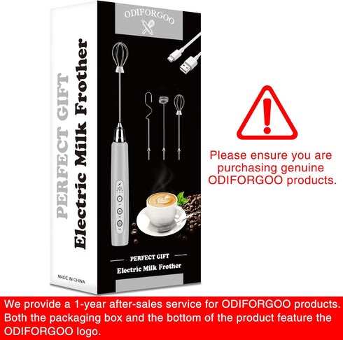Rechargeable Milk Frother Handheld, Electric Foam Maker Wand, 3 Stainless Whisks, Drink Mixer for Lattes, Cappuccino