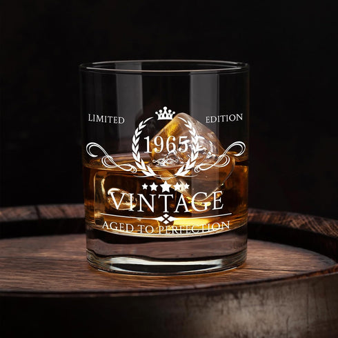 AOZITA 60th Birthday Gifts for Men, Party Supplies, 11oz Whiskey Glass for 60th Anniversary, Bday Gifts Ideas