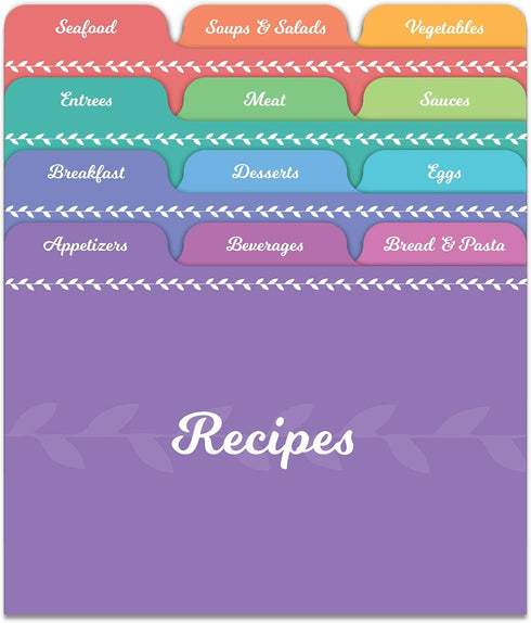 Jot & Mark Recipe Card Dividers, 24 Tabs per Set, Organize Recipe Box for 4x6 Inch Cards (Rainbow)