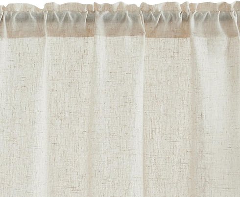 jinchan Beige Kitchen Curtains Linen Tier Curtains 24 Inch for Small Window, Farmhouse Cafe Drapes, 2 Panels